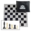 Tournament Style Chess Set - Staunton Chess Pieces - Triple Weighted with 3 3/4" King and a Black Canvas Zip Bag for Pieces - Includes Black Tournament Roll-up Chessboard