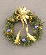 Dollhouse Miniature Blue & Gold Christmas Wreath