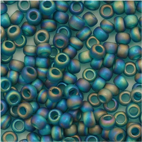 Toho Round Seed Beads 8/0 #167BDF 'Transparent Rainbow Frosted Teal' 8 Gram Tube