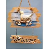Welcome Plaque w/ Gull & Shells - Nautical Decor