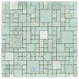 Tessera - ming green and glass glass mosaic tile in ming green and gla