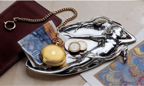 Classic Italian Art Nouveau Nude Sculpture Jewelry Pewter Tray Dish/Classic Gift Item