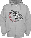 Gonzaga Bulldogs Grey Distressed Mascot Full Zip Hooded Sweatshirt