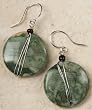Earrings - Rainforest Jasper with Silver Wire Wrap