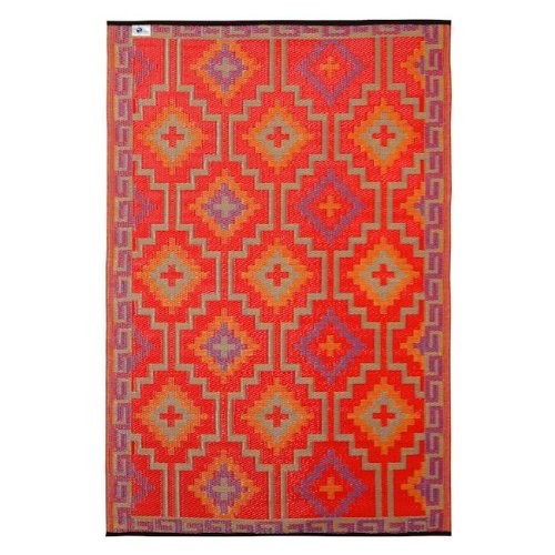 Fab Habitat 654367294734 5-Feet by 8-Feet Lhasa Outdoor Rug, Orange and Violet
