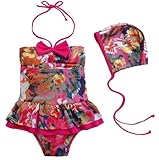 KSWIM-L1325# 子供水着・子供　水着 スイムキャップ付ピンク水着3点セット 子供用水着・キッズ水着・キッズ　水着・ミズギ・みずぎ・女児・BABY...