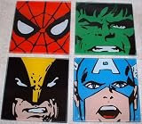 Marvel Comics Set of 4 Superheroes Boxed Glass COASTERS