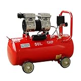 静音コンプレッサー (赤) 1馬力(0.75kW) 静音仕様(58db) オイルレス 横型 50L メスカプラ付き
