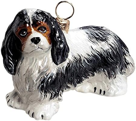 Joy To The WorldCollectibles European Blown Glass Pet Ornament, Cavalier King Charles Tri-Color