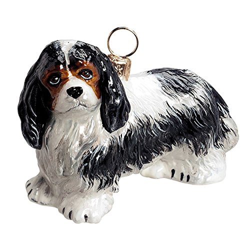 Joy To The WorldCollectibles European Blown Glass Pet Ornament, Cavalier King Charles Tri-Color