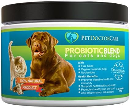 SPECIAL LAUNCH OFFER: Best Probiotic Powder Blend For Dogs and Cats by Doctor Anderson, Animal Nutritionist. Rich In Omega 3&amp;6, Organic Icelandic Kelp, and Nucleotides | 30 Billion CFUS/ Jar|