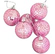 6ct Bubblegum Pink Mirrored Glass Disco Ball Christmas Ornaments 2" (50mm)