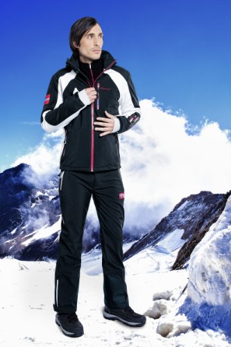 NEBULUS Softshell ski jacket ROCKSHELL, men's, black-white, 10,000mm water column (Q300), X-Large