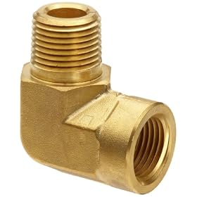 Parker 4-4-SE-B Brass, Pipe Street Elbow, 1/4" Male NPT x 1/4" Female