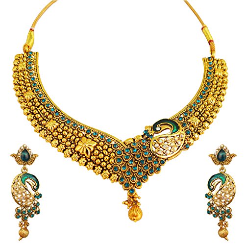 Graykart Meenakari Peacock Design Jewellery Set With Earrings For Women