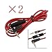 Vrlinking 3.5 mm Right 8767 Replacement Right Angle AUX Audio Cable Cord for Dr.Dre Headphones Bose Monster Solo Beats Studio Speakers with Mic 1.2 m, 2 Piece, Red
