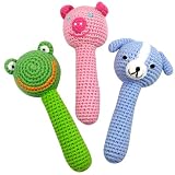 Organic Knit Animal Rattles - Set of 3