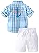 Nautica Bab Boys' Newborn 2 Pc Short Sleeve Small Plaid with Drawstring Short