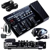Boss ME-25 Guitar Multi-Effects Pedal with AC Power Supply, Samson HP10 Headphones, and (2) Sonic Sense Instrument Cables