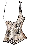 Camellias Steel Boned Steampunk Map Underbust Corset Waist Training Cincher, SZ1943-S