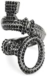 Lucky Brand Bohemian Silver-Tone Pave Diamond Wrap Key Ring, Size 7