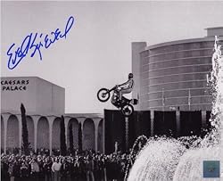 Evel Knievel Signed 8X10 Photo - Jump B&W - Authentic Celebrity Autographed