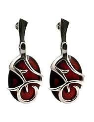 Cherry Amber Sterling Silver Oval Earrings