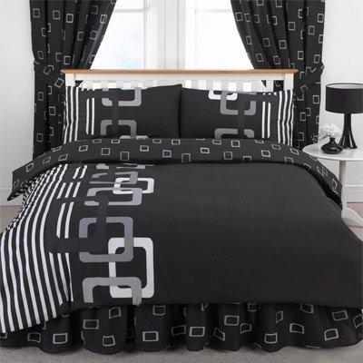 Chain Duvet Cover Set, Black, Double
