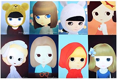 Big eyes Damini Postcards op.1, 8 Various Pretty Damini Artwork, 3 3/4"x 5 3/4"★Made in KOREA