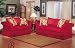 2PC Victoria Cinnabar Red Fabric Sofa Couch Loveseat Set
