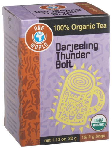 One World Darjeeling Thunder Bolt Tea, 100% Organic, 16-Count Tea Bags (Pack of 6) by One World