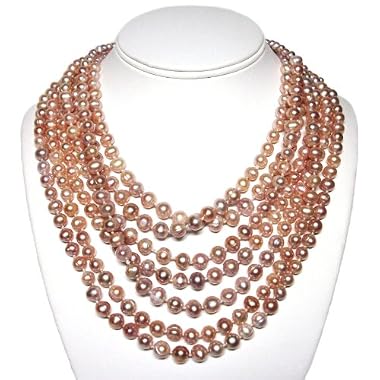 HinsonGayle DIVA Collection Seven-Strand Naturally Pink Baroque Cultured Pearl Necklace (Sterling Silver)
