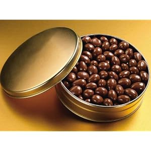 20 oz. Chocolate Covered Almonds in a decorator tin, from Entrees to Excellence by Entrees to Excellence