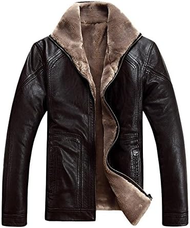 Jollypicks Men's Vintage Zip In Excess Of Long Sleeve Fitted Short Leather Jacket Brown 4XL