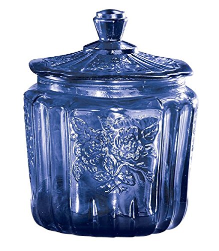 Miles Kimball Cobalt Blue Depression Style Glass Biscuit Jar