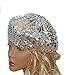 Vintage Women Lady Sparkly Shining Sequin Beret Hat Party Beanie Cap Club Dance Silver
