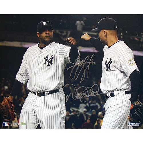 Steiner Sports MLB New York Yankees CC Sabathia with Derek Jeter Yankee Pinstriped Jersey's Dual Signed Horizontal 16x20 Photograph