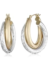 14k Gold-Bonded Sterling Silver Two-Tone Hoop Earrings