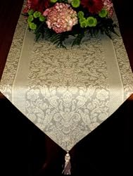 Table Runner 72-inch Tasseled, Regale European Made Linen Cotton in Bisque