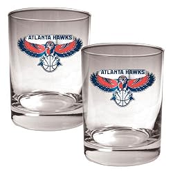 Atlanta Hawks NBA 2pc Rocks Glass Set - Primary Logo
