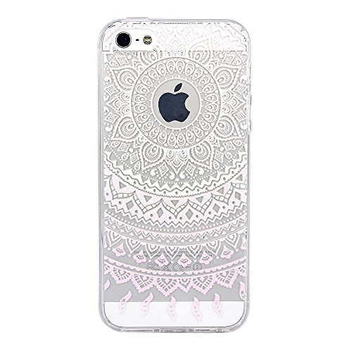 iPhone SE Case, JAHOLAN Beautiful Clear TPU Soft Case Rubber Silicone Skin Cover for iPhone 5/5S/SE - Light Pink and White Dream Catcher