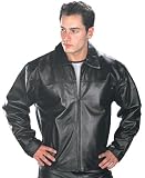 Black Waist Length Mens Front Zipper Leather Jacket