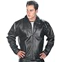 Black Waist Length Mens Front Zipper Leather Jacket