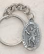 Pewter St. Christopher Protect Us Keychain Patron Saint of Travelers Catholic Key Ring