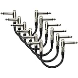 6 Units - Mogami 2319 - 6 Inch - Guitar Bass Effects Instrument, Patch Cable with &frac14; Inch Low-Profile, Right Angled Pancake type Connectors