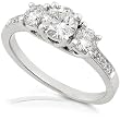Three Stone Round Brilliant Diamond Ring 1.05ctw (HI/I1) in 14K White Gold