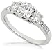 Jewelry : Three Stone Round Brilliant Diamond Ring 1.05ctw (HI/I1) in 14k White Gold