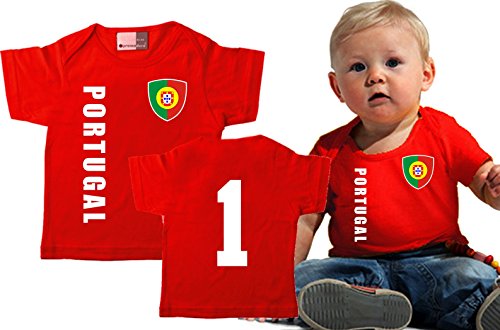 Portugal BABY T-Shirt – Trikot Look – rot (56/62)