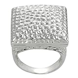Silvertone Hammered Square Filigree Ring (Sizes 5 - 9 available)