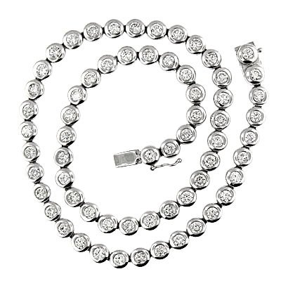 11.82 CT WHITE GOLD DIAMOND BEZEL TENNIS NECKLACE